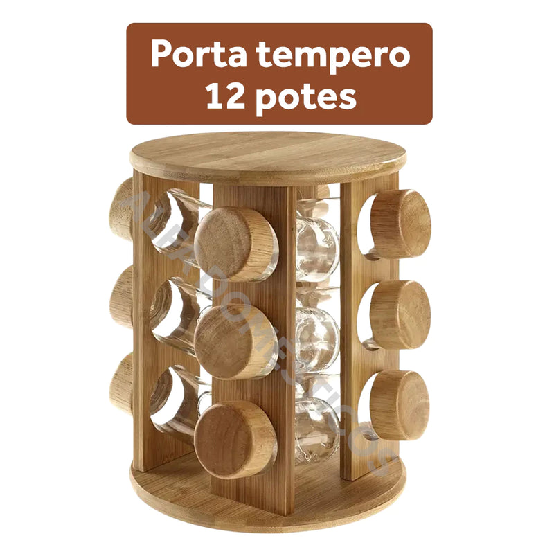 Porta Tempero Giratório em Bambu